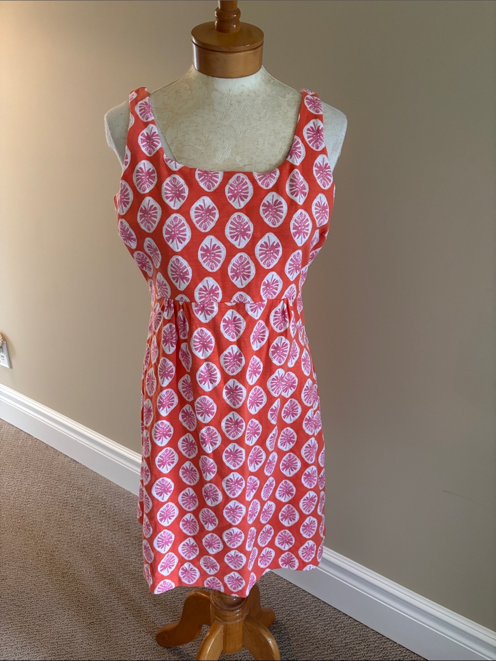 Tommy Bahama Coral and White Printed Sleeveless Dress